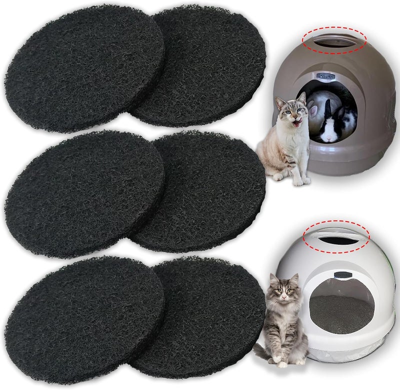PurifyLogix 6 Pack Cat Litter Box Replacement Filters Compatible with Petmate Booda Dome Cat Litter Box – Activated Carbon Charcoal Filters to Absorb Odors and Control Damp for Keeping Fresh - Image 1